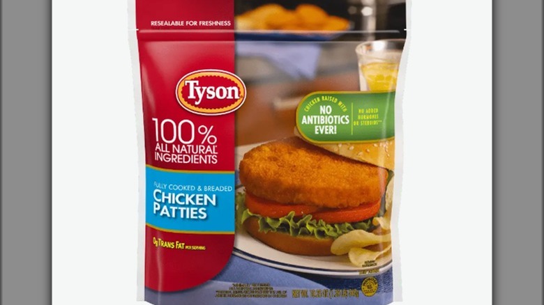 Tyson breaded chicken patties packaging