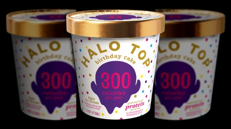 Pint of Halo Top birthday cake ice cream