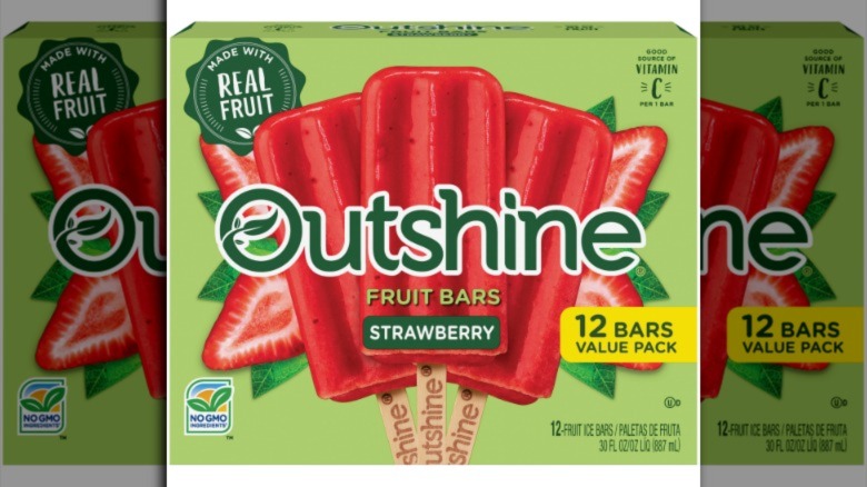 Box of Outshine strawberry fruit bars