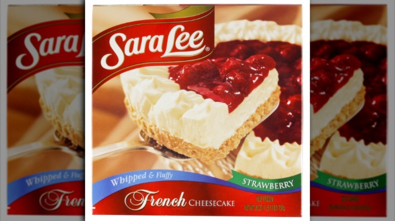 Package of Sara Lee French cheesecake in strawberry