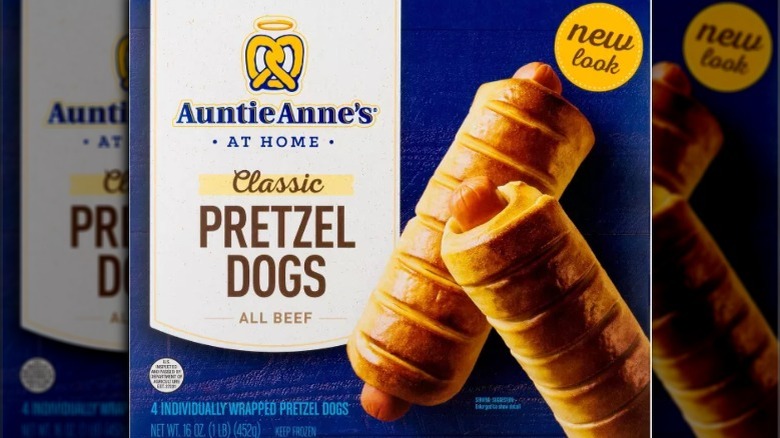 A box of Auntie Anne's Pretzel Dogs