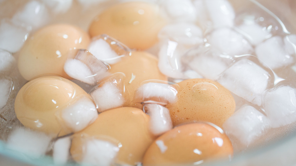Eggs in ice water