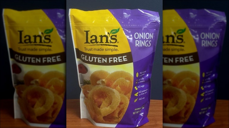 Bag of Ian's Onion Rings on counter