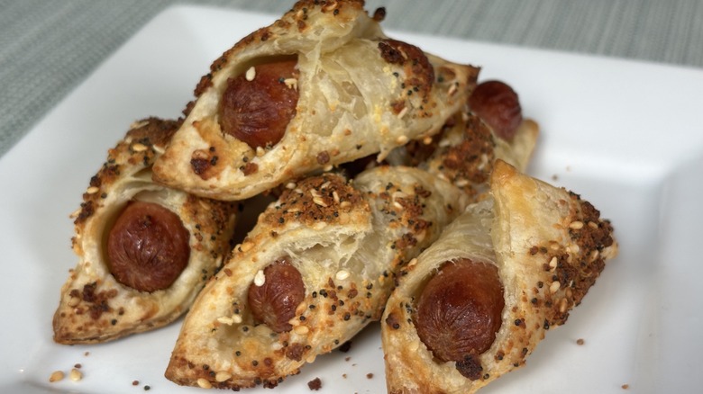 plate of pigs in a blanket