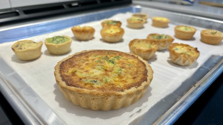 quiche on a metal pan