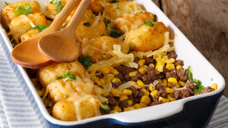 beef corn tater tot casserole