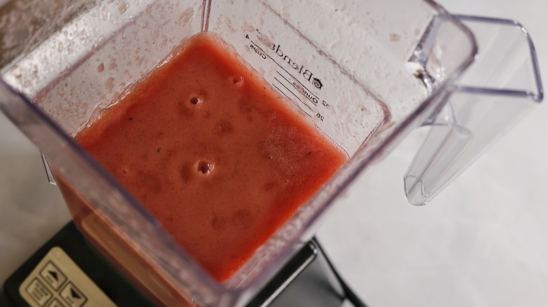 blender full of frozen watermelon margarita