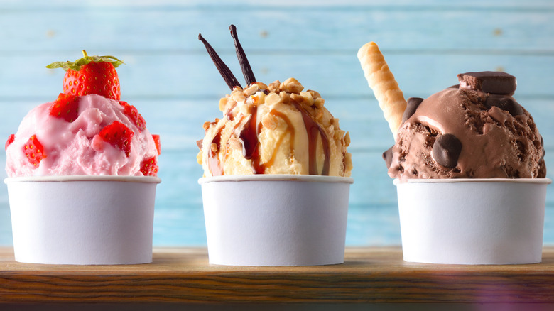 Three cups of frozen custard