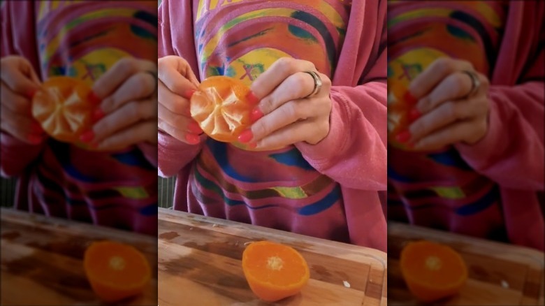 peeling mandarin orange