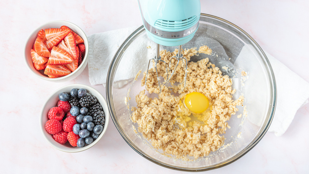 creaming butter and sugar for fruit pizza