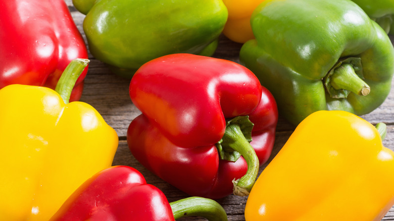 yellow green red bell peppers