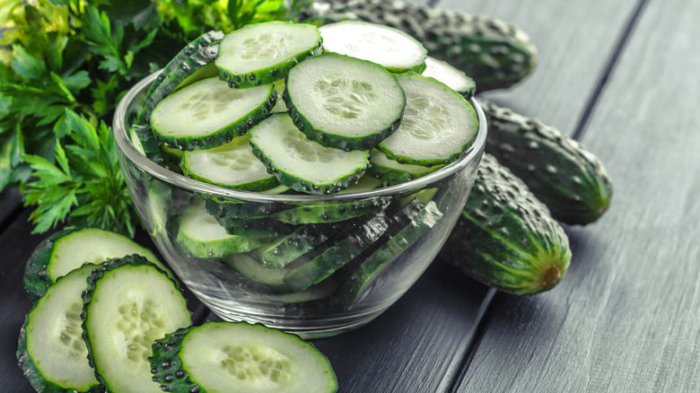 cucumber slices in bowl