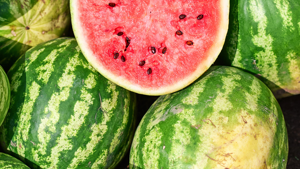 Watermelons on a table