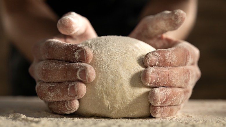 Making pizza dough from scratch 