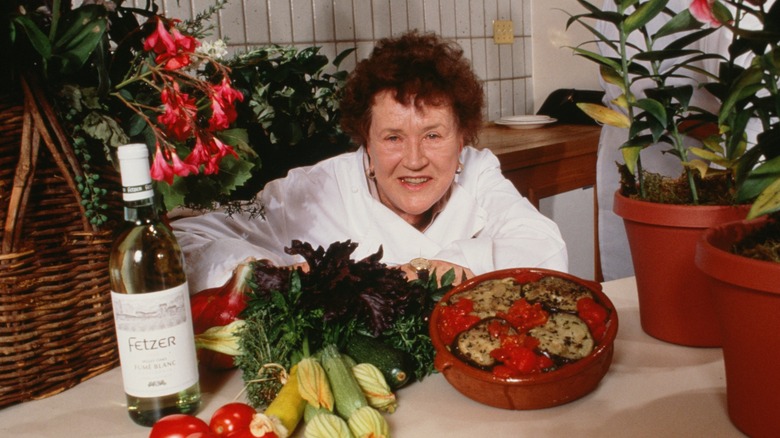 Julia Child with vegetables 