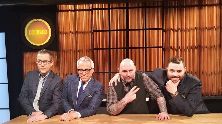 Christian Petroni posing with other Chopped judges