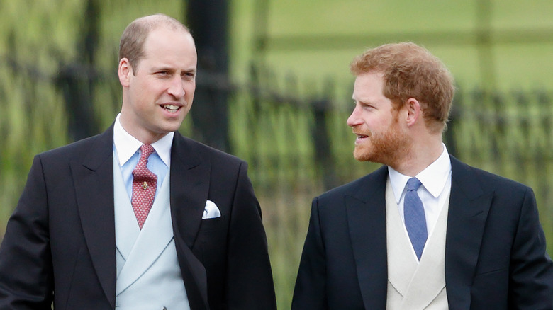 Prince William and Prince Harry talking