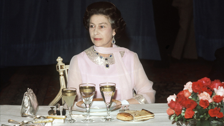 Queen Elizabeth at a state banquet 