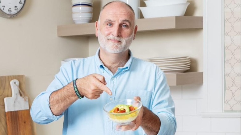 Jose Andres with a Hellmann's flexipe for dressing