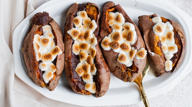 Fully loaded baked sweet potato