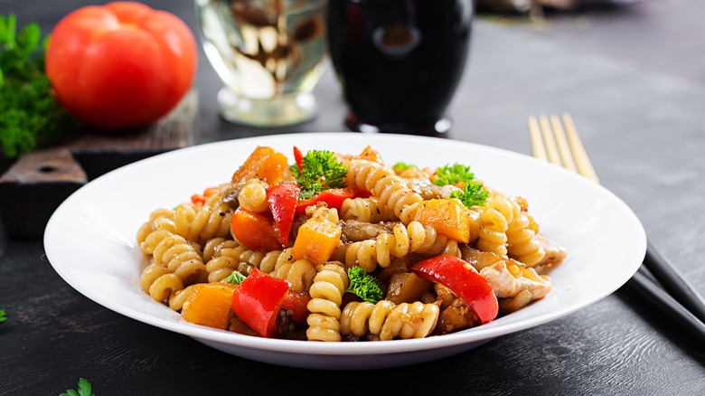 fusilli pasta salad with vegetables