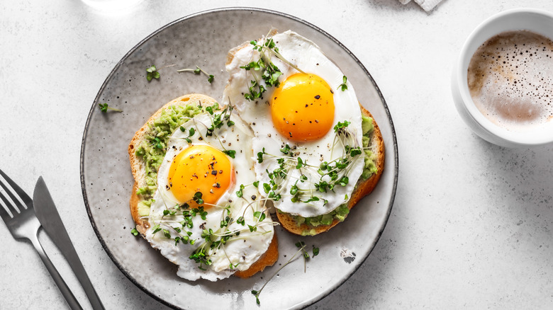 Eggs on a gray plate