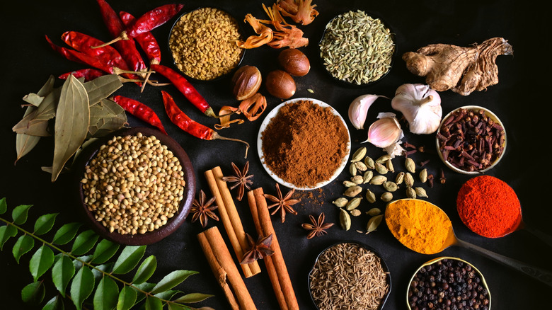 curry powder ingredients with chilies