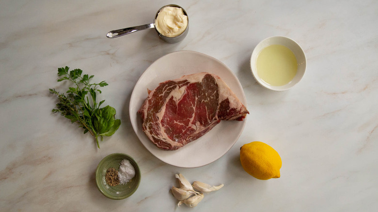ingredients for air fryer garlic and herb steak bites