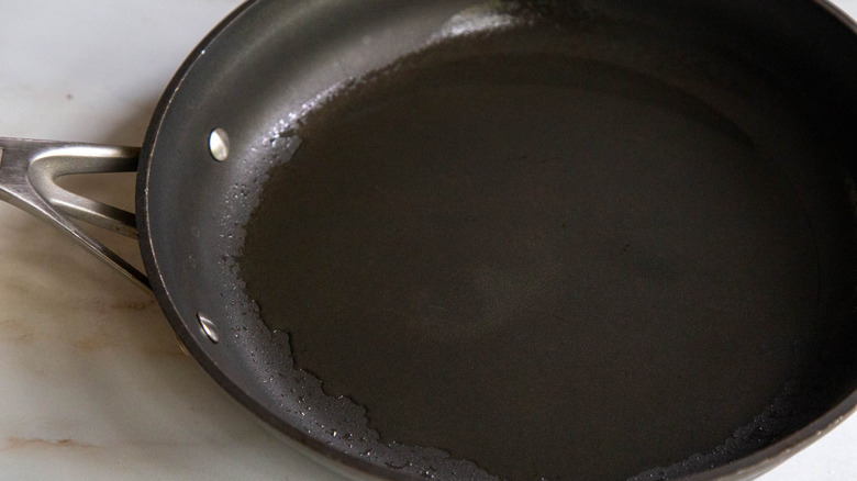 heated oil in skillet