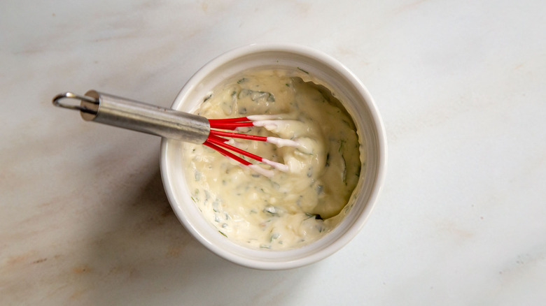 mayo herb dipping sauce in bowl