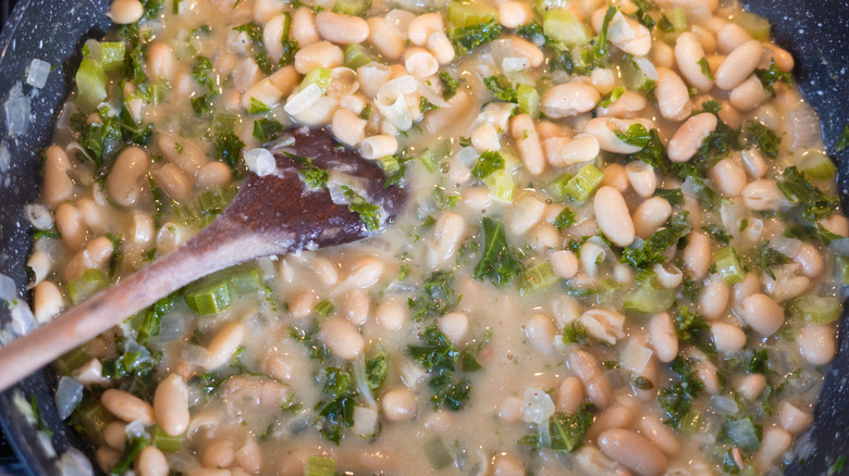 cannellini bean mixture in pan 