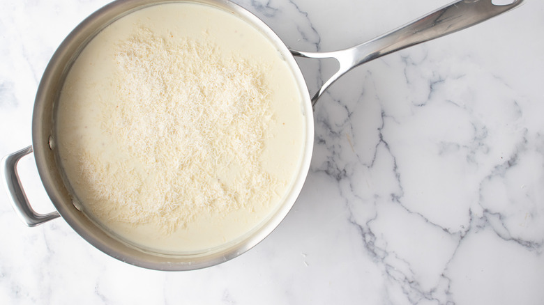 parmesan sauce in skillet