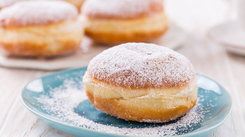 Donuts with powdered sugar dusting