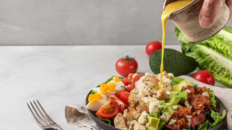 Salad with poured dressing