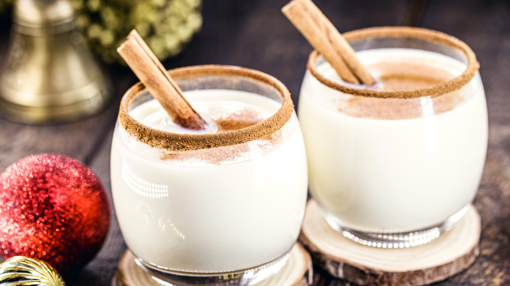 Eggnog in glass cups