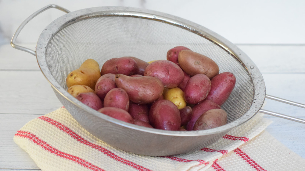 Potatoes cooking for German potato salad recipe