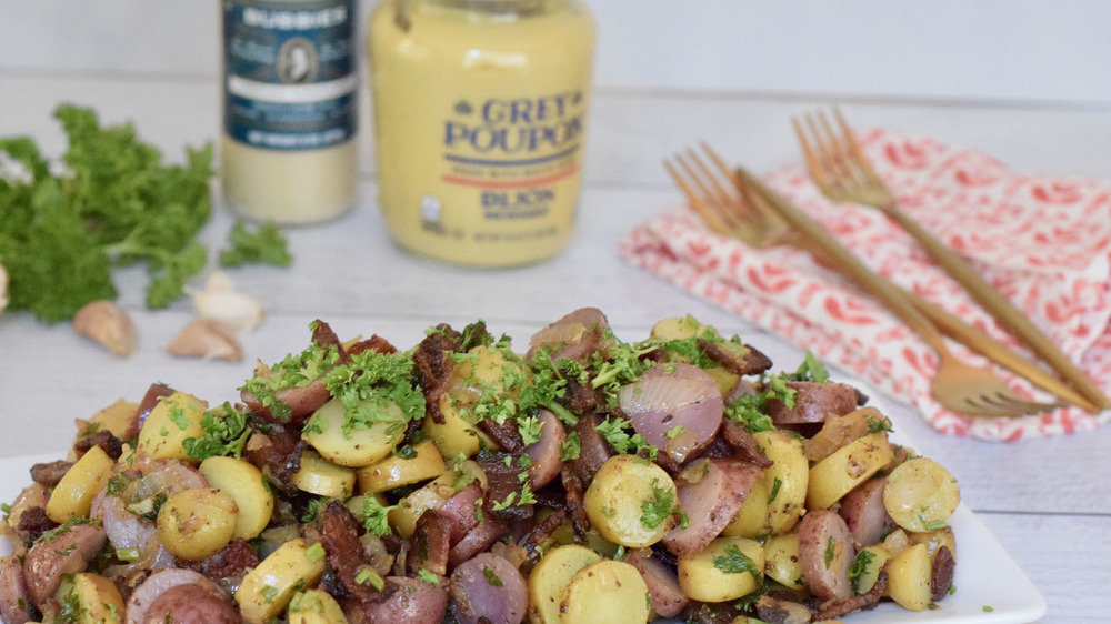 German potato salad recipe on display