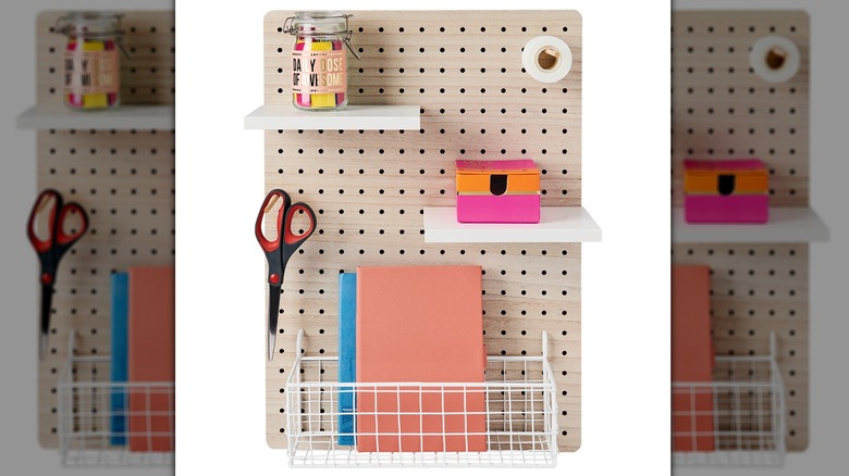 pegboard with items on it