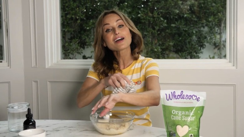 Giada De Laurentiis showing how she makes body scrub