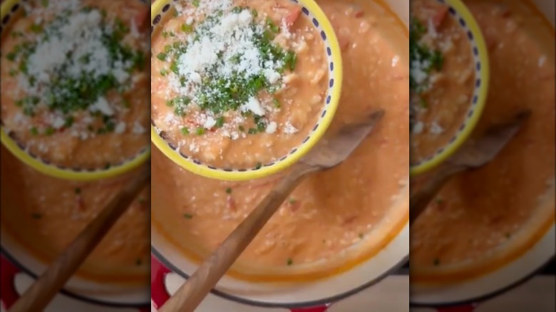 tomato soup risotto with cheese