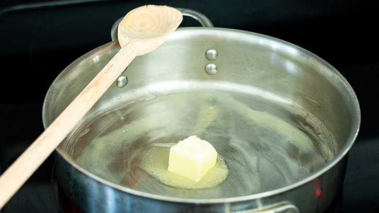 Melting butter in saucepan