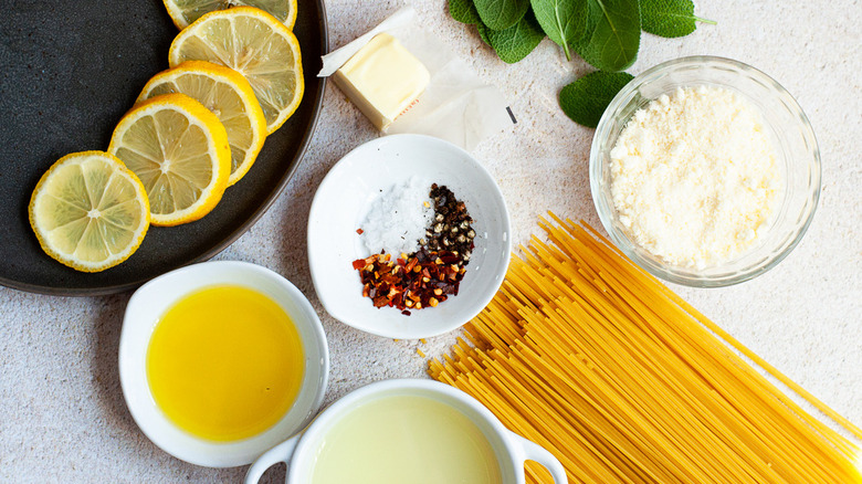 Ingredients for lemon spaghetti