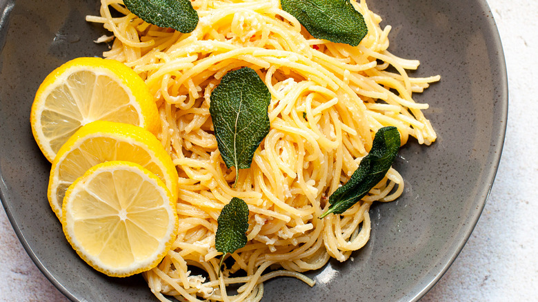 Bowl of lemon spaghetti