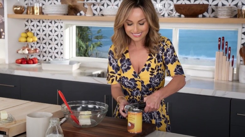 Giada De Laurentiis cooking with pumpkin puree