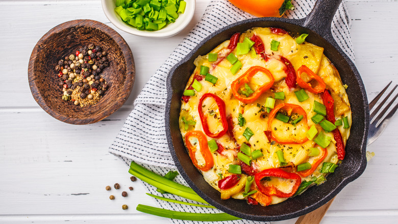 Frittata in a cast iron pan