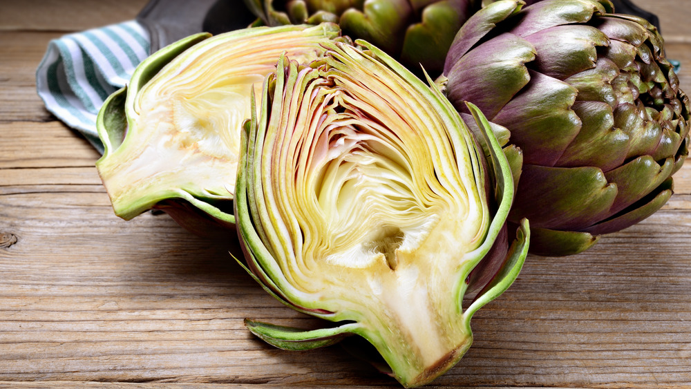 Artichokes on a cutting board