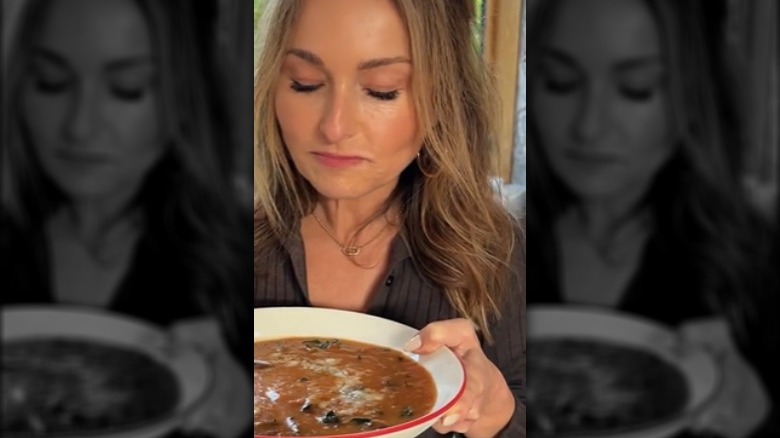 giada de laurentiis eating tomato soup