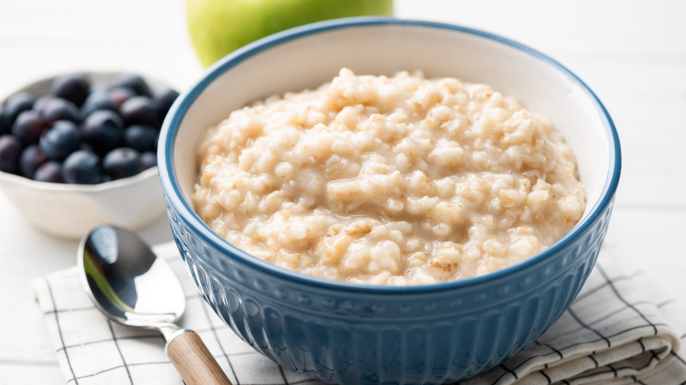 Bowl of oatmeal with spoon