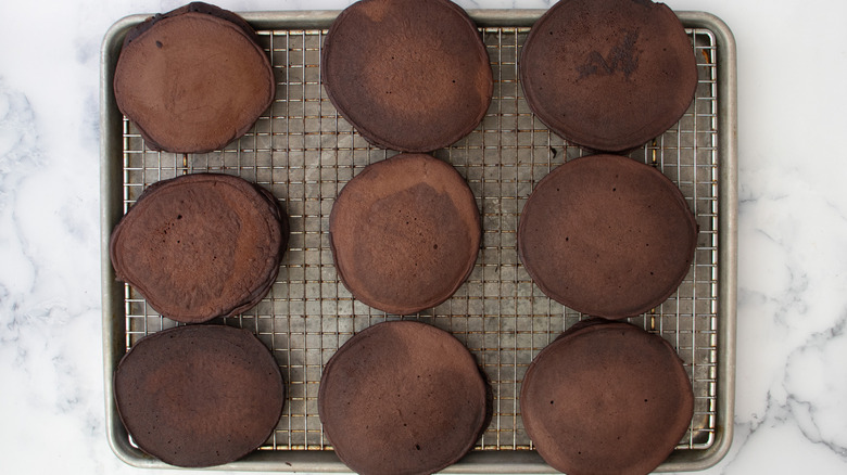 cooked pancakes on wire rack