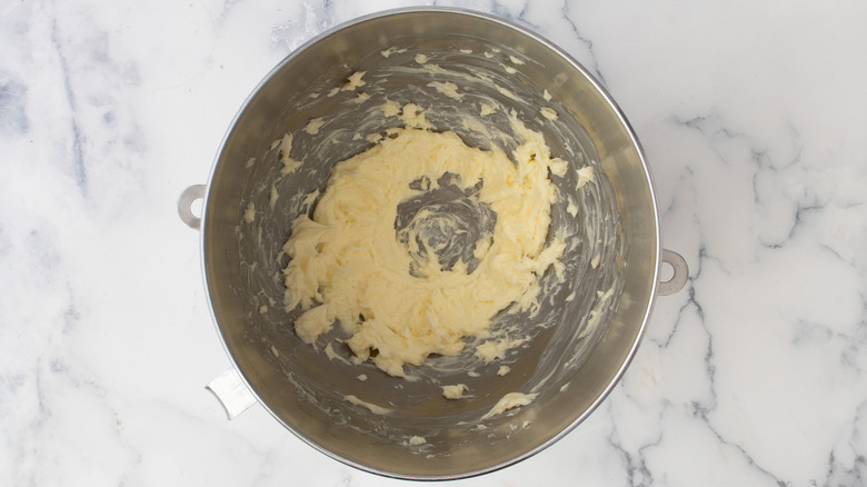 whisked butter in bowl